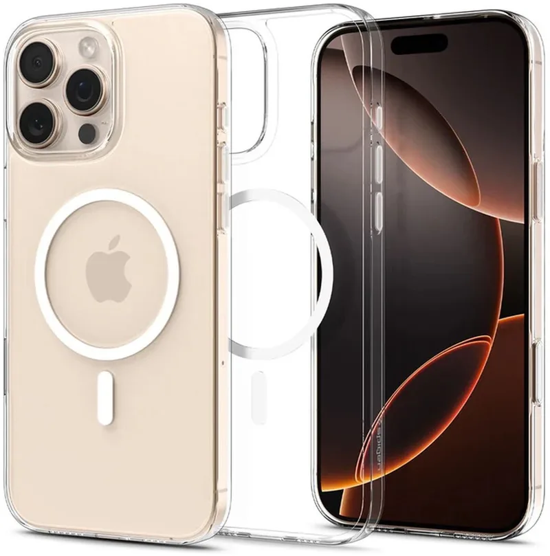 Hoesje Geschikt voor Apple iPhone 16 Pro - Thin Fit MagFit Case - Back Cover Compatibel met MagSafe / Qi2 van Spigen in Transparant – productfoto