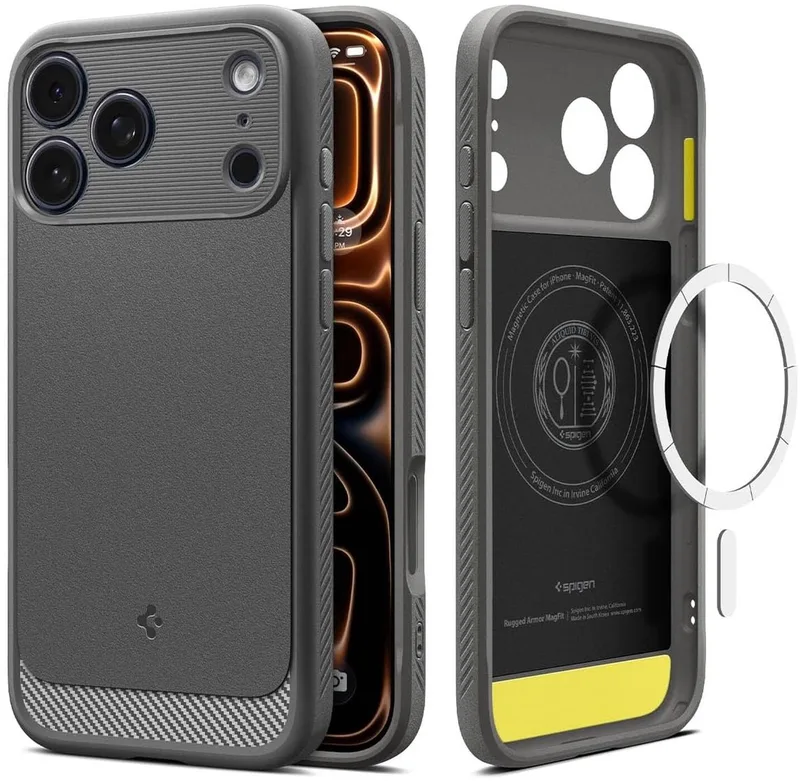 Hoesje Geschikt voor Apple iPhone 17 Pro Max - Rugged Armor MagFit - Back Cover Compatibel met MagSafe / Qi2 - Air Cushion - Case van Spigen in Grijs – productfoto