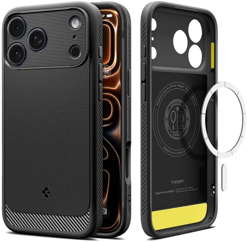 Hoesje Geschikt voor Apple iPhone 17 Pro Max - Rugged Armor MagFit - Back Cover Compatibel met MagSafe / Qi2 - Air Cushion - Case fra Spigen i Sort – produktbillede