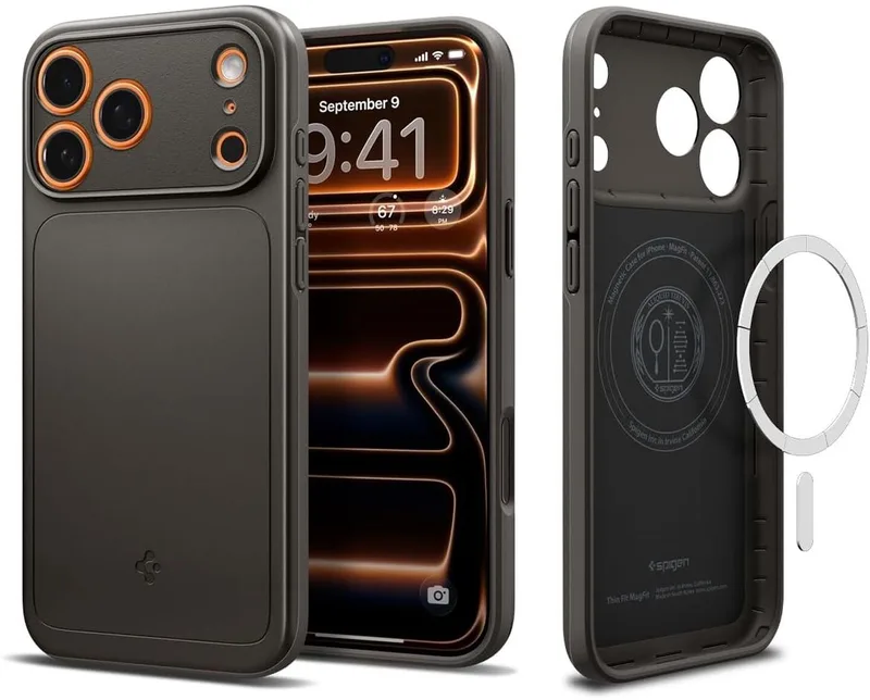 Hoesje Geschikt voor Apple iPhone 17 Pro Max - Thin Fit MagFit Case - Back Cover Compatibel met MagSafe / Qi2 - Gunmetal fra Spigen i Grå – produktbillede