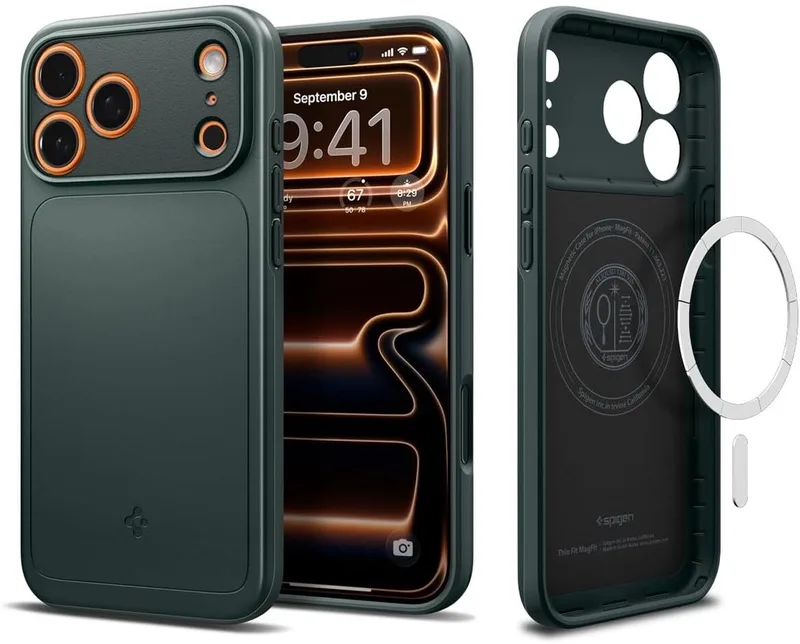 Hoesje Geschikt voor Apple iPhone 17 Pro Max - Thin Fit MagFit Case - Back Cover Compatibel met MagSafe / Qi2 by Spigen in Green – product photo