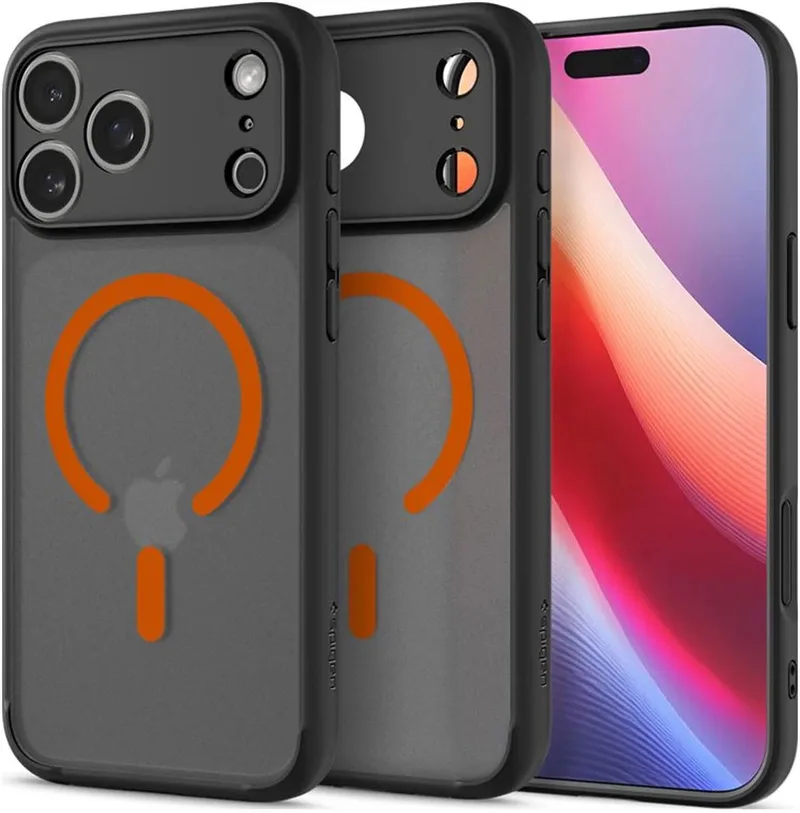 Hoesje Geschikt voor Apple iPhone 17 Pro Max - Ultra Hybrid MagFit Case - Compatibel met MagSafe / Qi2 - Back Cover Oranje fra Spigen i Sort – produktbillede