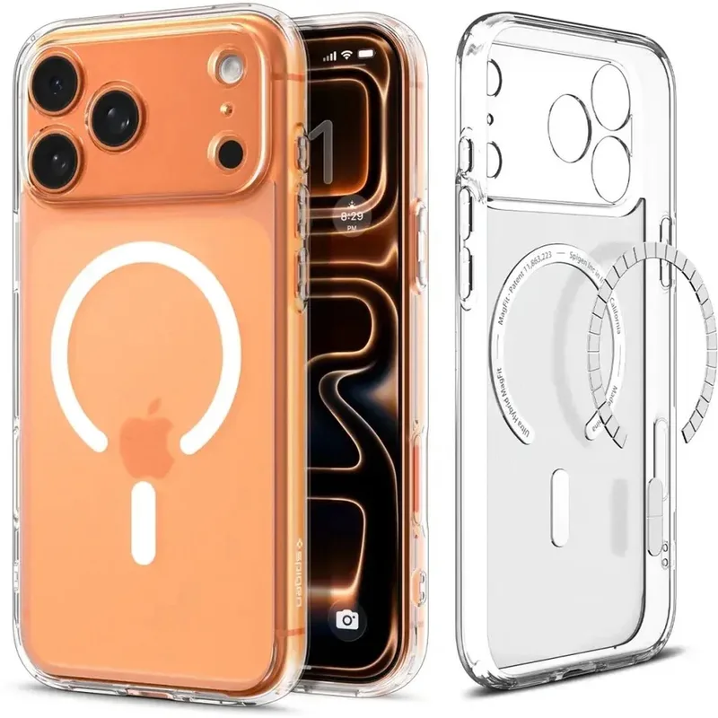 Hoesje Geschikt voor Apple iPhone 17 Pro Max - Ultra Hybrid MagFit Case - Compatibel met MagSafe / Qi2 - Back Cover Transparant fra Spigen i Hvid – produktbillede