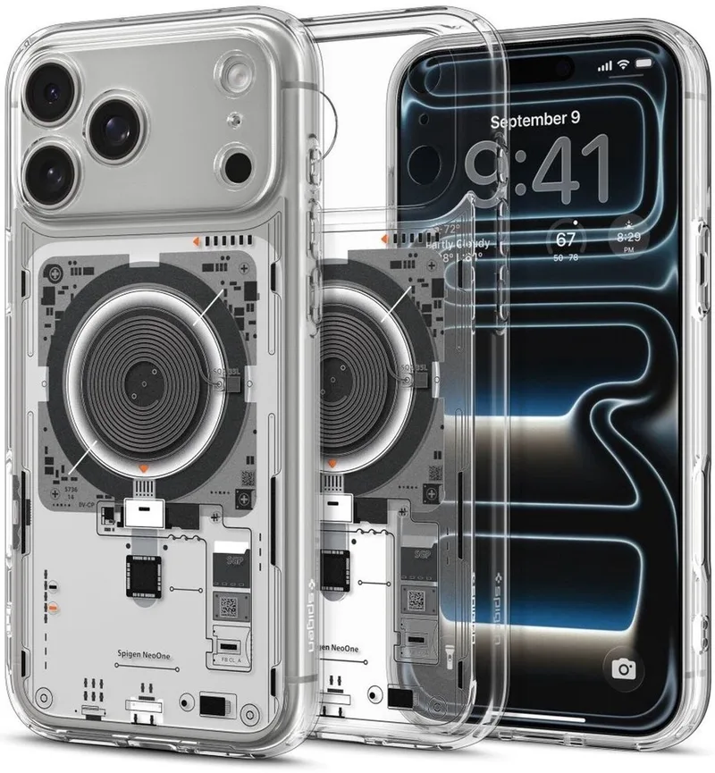 Hoesje Geschikt voor Apple iPhone 17 Pro - Ultra Hybrid MagFit Case - Compatibel met MagSafe / Qi2 - Back Cover Neo One de Spigen en Transparent – photo produit