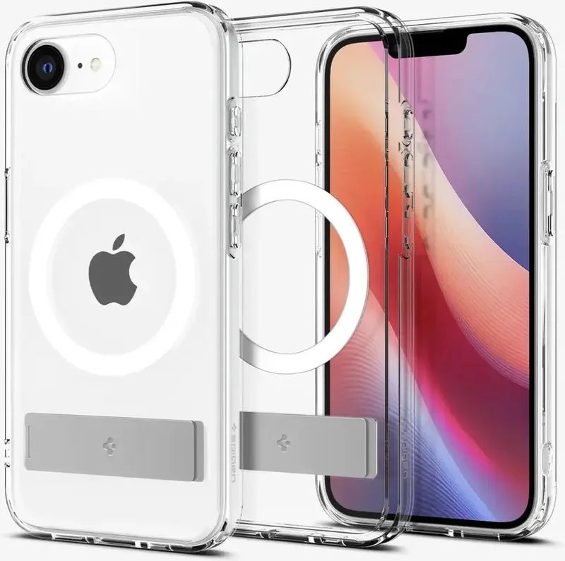 Hoesje Geschikt voor Apple iPhone 17e / 16e | Slim Armor Essential S MagFit | Compatibel met MagSafe | Back Cover met Uitklapbare Standaard by Spigen in Transparent – product photo