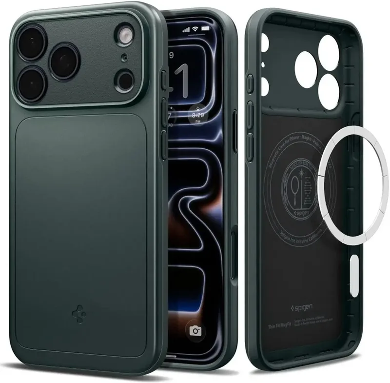 Hoesje Geschikt voor Apple iPhone 18 Pro / 17 Pro - Thin Fit MagFit Case - Back Cover Compatibel met MagSafe / Qi2 by Spigen in Green – product photo