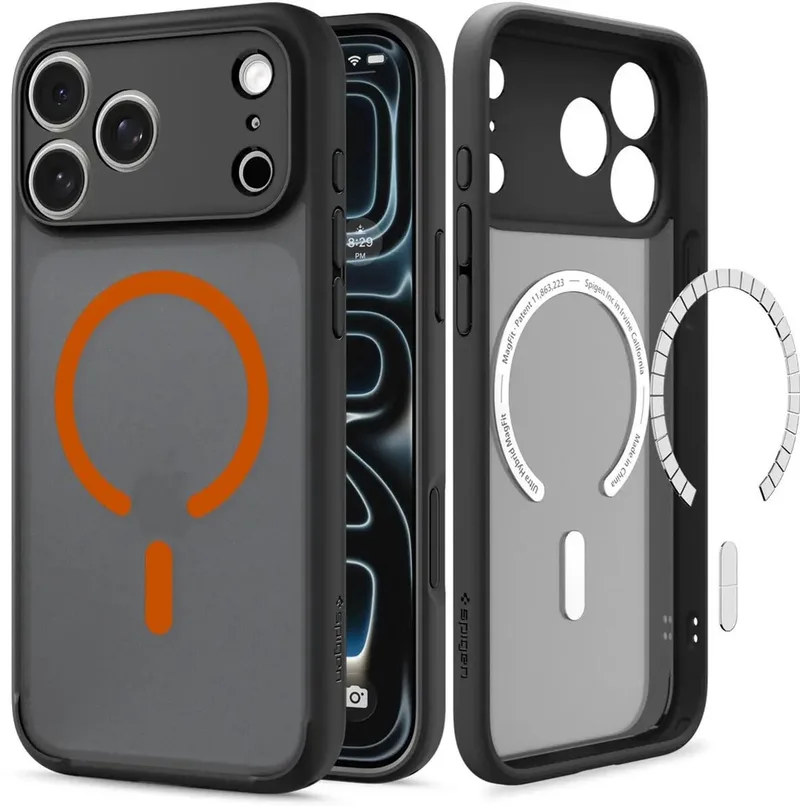 Hoesje Geschikt voor Apple iPhone 18 Pro / 17 Pro - Ultra Hybrid MagFit Case - Compatibel met MagSafe / Qi2 - Back Cover Oranje by Spigen in Black – product photo