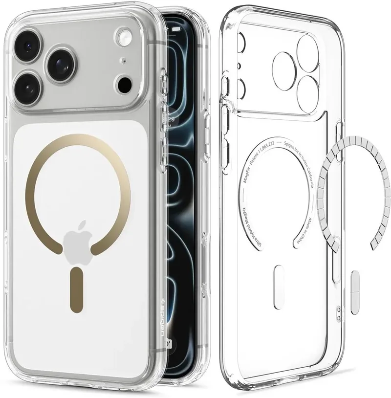 Hoesje Geschikt voor Apple iPhone 18 Pro / 17 Pro - Ultra Hybrid MagFit Case - Compatibel met MagSafe / Qi2 - Back Cover Transparant by Spigen in Gold – product photo