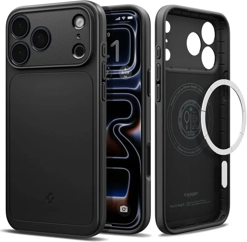 Hoesje Geschikt voor Apple iPhone 18 Pro Max / 17 Pro Max - Thin Fit MagFit Case - Back Cover Compatibel met MagSafe / Qi2 van Spigen in Zwart – productfoto