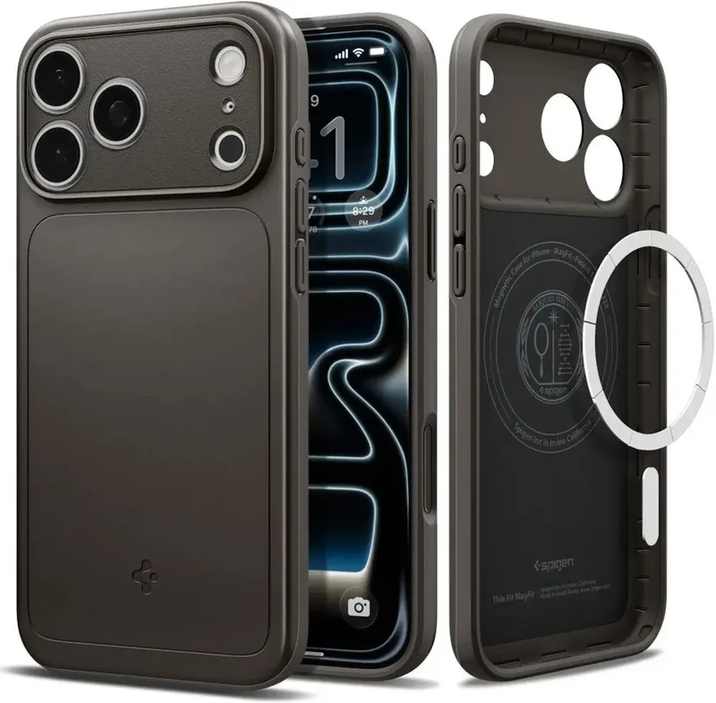Hoesje Geschikt voor Apple iPhone 18 Pro Max / 17 Pro Max - Thin Fit MagFit Case - Back Cover Compatibel met MagSafe / Qi2 - Gunmetal van Spigen in Grijs – productfoto