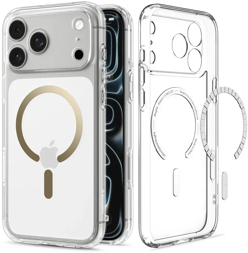 Hoesje Geschikt voor Apple iPhone 18 Pro Max / 17 Pro Max - Ultra Hybrid MagFit Case - Compatibel met MagSafe / Qi2 - Back Cover Clear by Spigen in Gold – product photo