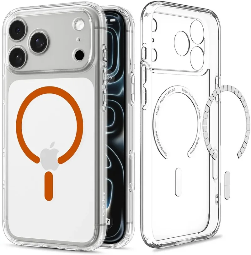 Hoesje Geschikt voor Apple iPhone 18 Pro Max / 17 Pro Max - Ultra Hybrid MagFit Case - Compatibel met MagSafe / Qi2 - Back Cover Clear by Spigen in Orange – product photo