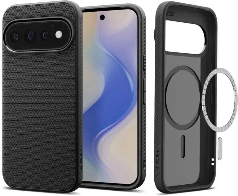 Hoesje Geschikt voor Google Pixel 11 Pro - Liquid Air MagFit - Compatibel met MagSafe - Back Cover Flexibel TPU - Matte by Spigen in Black – product photo