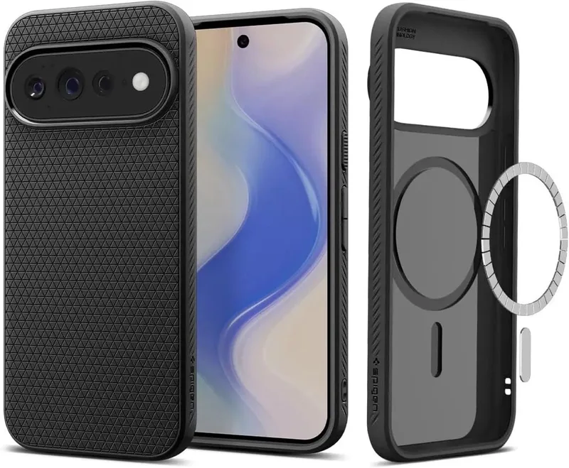Hoesje Geschikt voor Google Pixel 11 Pro XL - Liquid Air MagFit - Compatibel met MagSafe - Back Cover Flexibel TPU von Spigen in Schwarz – Produktfoto