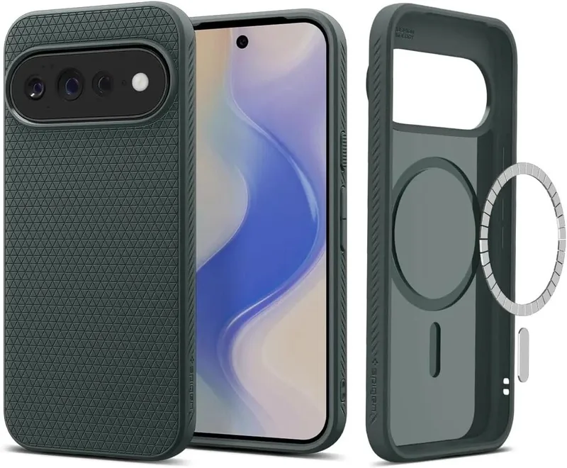 Hoesje Geschikt voor Google Pixel 11 Pro XL - Liquid Air MagFit - Compatibel met MagSafe - Back Cover Flexibel TPU van Spigen in Groen – productfoto