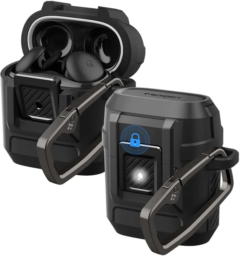 Hoesje Geschikt voor Google Pixel Buds 2a - Lock Fit Case by Spigen in Black – product photo