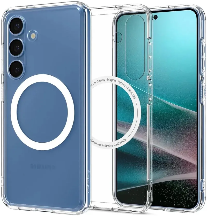 Hoesje Geschikt voor Samsung Galaxy S25 | Crystal Hybrid MagFit | Compatibel met MagSafe en Qi2 | Back Cover met Magneet de Spigen en Blanc – photo produit