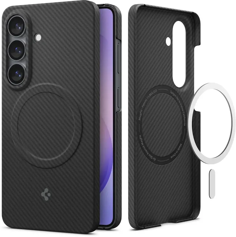 Hoesje Geschikt voor Samsung Galaxy S26 | Air Skin | Back Cover | met MagFit | Carbon van Spigen in Zwart – productfoto