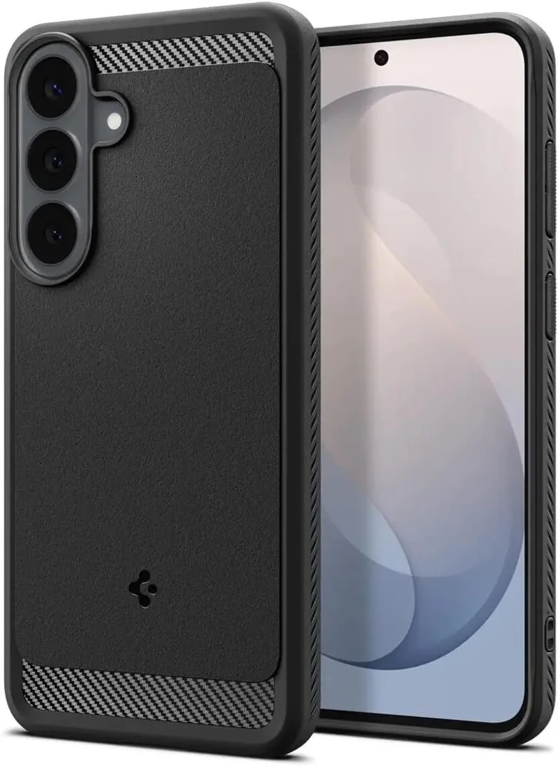 Hoesje Geschikt voor Samsung Galaxy S26 FE - Rugged Armor Case - Carbon Back Cover met Air Cushion - Matte de Spigen en Noir – photo produit