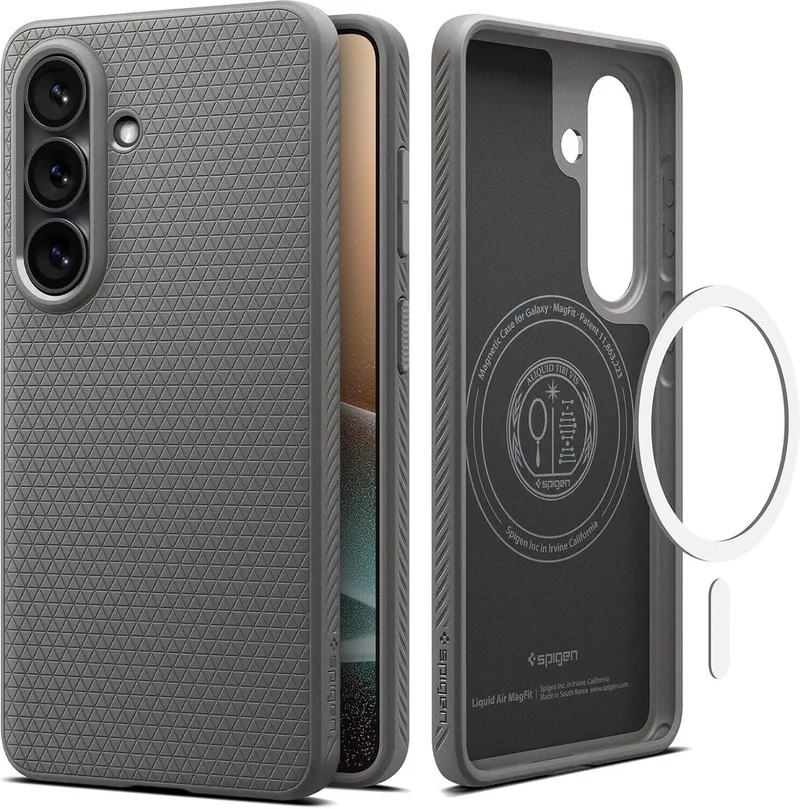 Hoesje Geschikt voor Samsung Galaxy S26 - Liquid Air MagFit - Compatibel met MagSafe - Back Cover Flexibel TPU de Spigen en Gris – photo produit