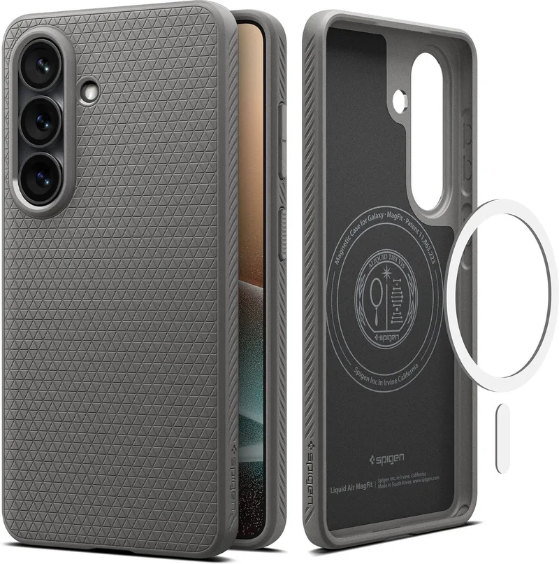 Hoesje Geschikt voor Samsung Galaxy S26 Plus - Liquid Air MagFit - Compatibel met MagSafe - Back Cover Flexibel TPU de Spigen en Gris – photo produit