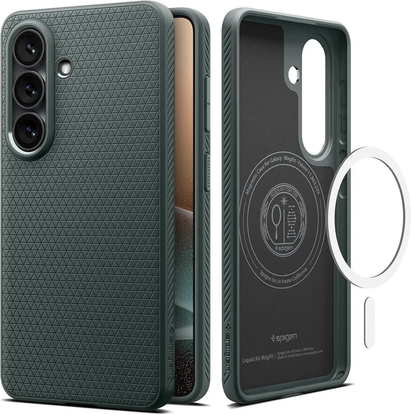 Hoesje Geschikt voor Samsung Galaxy S26 Plus - Liquid Air MagFit - Compatibel met MagSafe - Back Cover Flexibel TPU by Spigen in Green – product photo