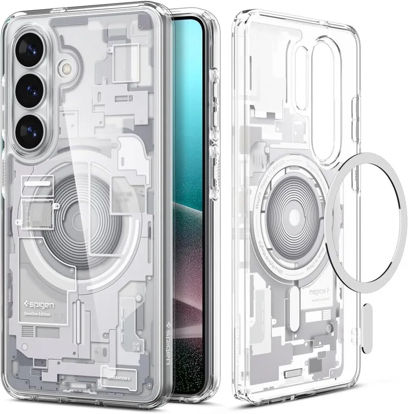 Hoesje Geschikt voor Samsung Galaxy S26 Plus - Ultra Hybrid MagFit Case - Compatibel met MagSafe / Qi2 - Back Cover Zero One by Spigen in White – product photo