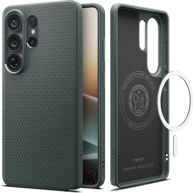 Hoesje Geschikt voor Samsung Galaxy S26 Ultra - Liquid Air MagFit - Compatibel met MagSafe - Back Cover Flexibel TPU von Spigen in Grün – Produktfoto