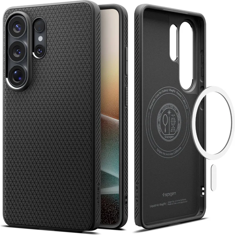 Hoesje Geschikt voor Samsung Galaxy S26 Ultra - Liquid Air MagFit - Compatibel met MagSafe - Back Cover Flexibel TPU - Matte de Spigen en Noir – photo produit