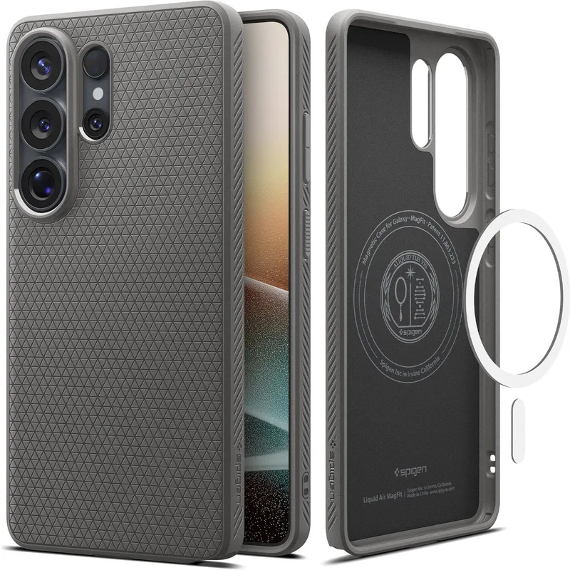 Hoesje Geschikt voor Samsung Galaxy S26 Ultra - Liquid Air MagFit - Compatibel met MagSafe - Back Cover Flexibel TPU fra Spigen i Grå – produktbillede