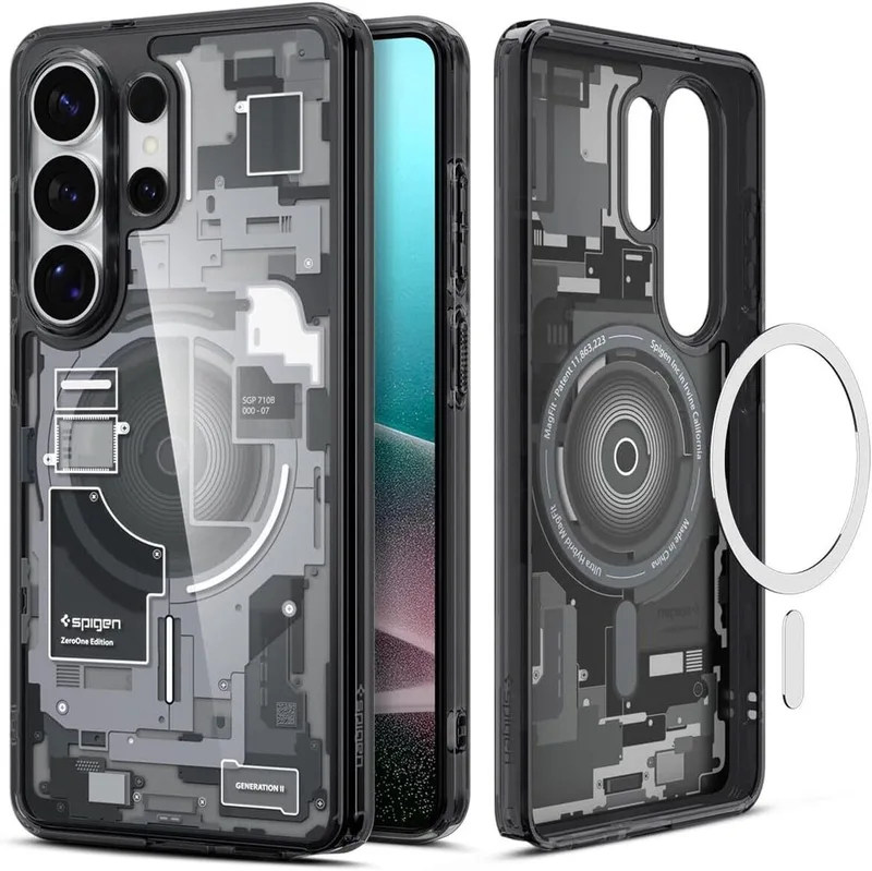 Hoesje Geschikt voor Samsung Galaxy S26 Ultra - Ultra Hybrid MagFit Case - Compatibel met MagSafe / Qi2 - Back Cover Zero One von Spigen in Schwarz – Produktfoto