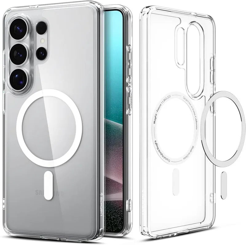 Hoesje Geschikt voor Samsung Galaxy S26 Ultra - Ultra Hybrid MagFit Case - Compatibel met MagSafe / Qi2 - Back Cover Transparant de Spigen en Blanc – photo produit