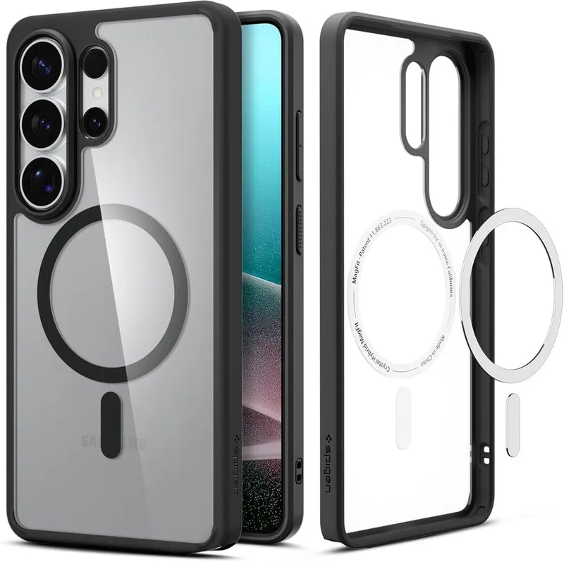Hoesje Geschikt voor Samsung Galaxy S26 Ultra - Ultra Hybrid MagFit Case - Compatibel met MagSafe / Qi2 - Back Cover Matte fra Spigen i Sort – produktbillede