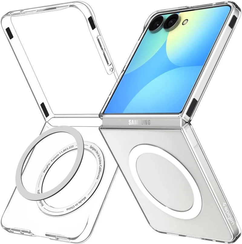 Hoesje Geschikt voor Samsung Galaxy Z Flip 8 | Air Skin | Back Cover | met MagFit | Clear Wit von Spigen in Transparent – Produktfoto