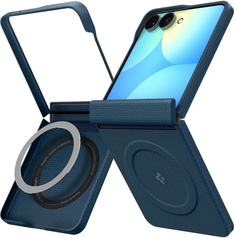 Hoesje Geschikt voor Samsung Galaxy Z Flip 8 | Spigen Air Skin Aramid | Back Cover | met MagFit | Scharnier Bescherming | Navy von Spigen in Blau – Produktfoto