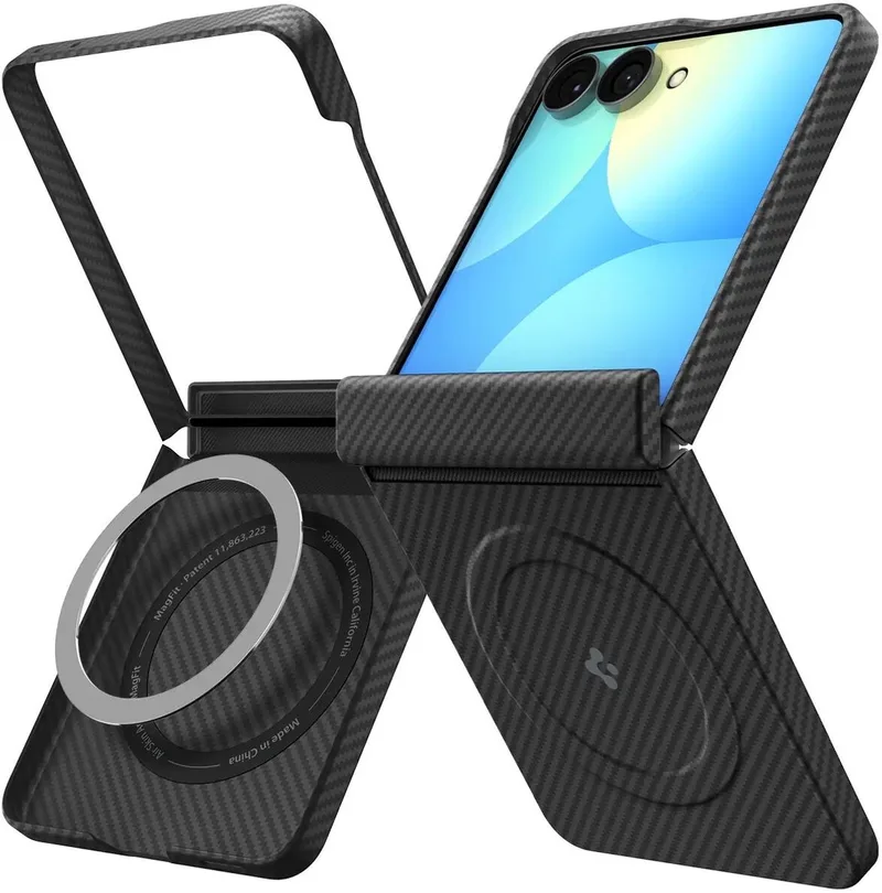 Hoesje Geschikt voor Samsung Galaxy Z Flip 8 | Spigen Air Skin Aramid | Back Cover | met MagFit | Scharnier Bescherming von Spigen in Schwarz – Produktfoto