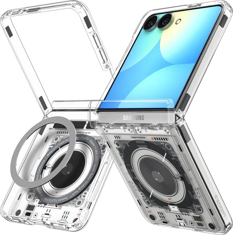 Hoesje Geschikt voor Samsung Galaxy Z Flip 8 - Ultra Hybrid Pro MagFit Case - Compatibel met MagSafe / Qi2 - Scharnier Bescherming - Back Cover Neo One von Spigen in Transparent – Produktfoto