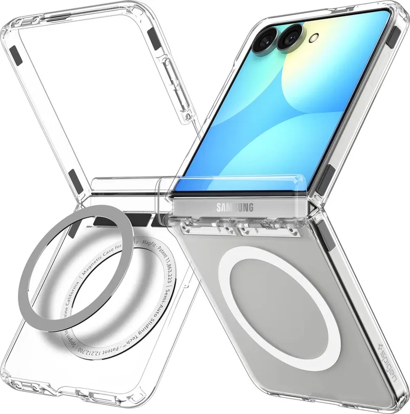 Hoesje Geschikt voor Samsung Galaxy Z Flip 8 - Ultra Hybrid Pro MagFit Case - Compatibel met MagSafe / Qi2 - Scharnier Bescherming - Back Cover Clear von Spigen in Weiß – Produktfoto