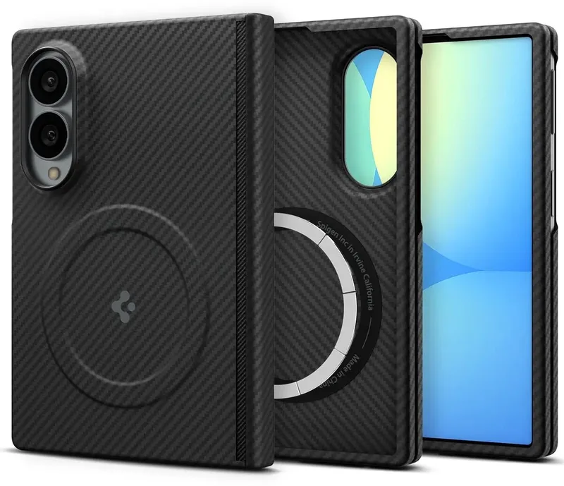 Hoesje Geschikt voor Samsung Galaxy Z Fold 8 | Spigen Air Skin Aramid | Back Cover | met MagFit | Scharnier Bescherming van Spigen in Zwart – productfoto