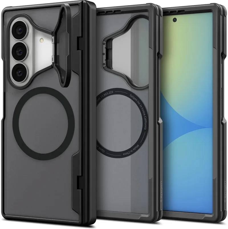 Hoesje Geschikt voor Samsung Galaxy Z Fold 8 Ultra - Optik Armor Pro MagFit Case - Compatibel met MagSafe / Qi2 - Back Cover met Camera Stand - Scharnier Bescherming de Spigen en Noir – photo produit