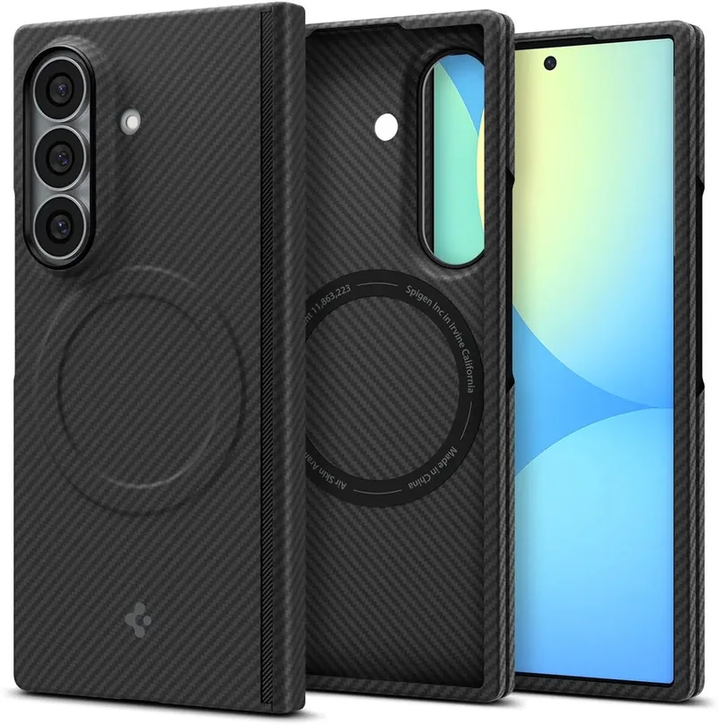 Hoesje Geschikt voor Samsung Galaxy Z Fold 8 Ultra | Spigen Air Skin Aramid | Back Cover | met MagFit | Scharnier Bescherming de Spigen en Noir – photo produit