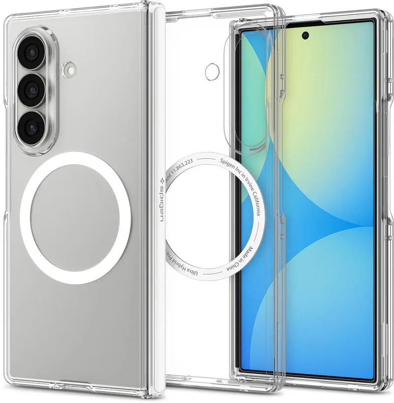 Hoesje Geschikt voor Samsung Galaxy Z Fold 8 Ultra - Ultra Hybrid Pro MagFit Case - Compatibel met MagSafe / Qi2 - Scharnier Bescherming - Back Cover Clear by Spigen in White – product photo