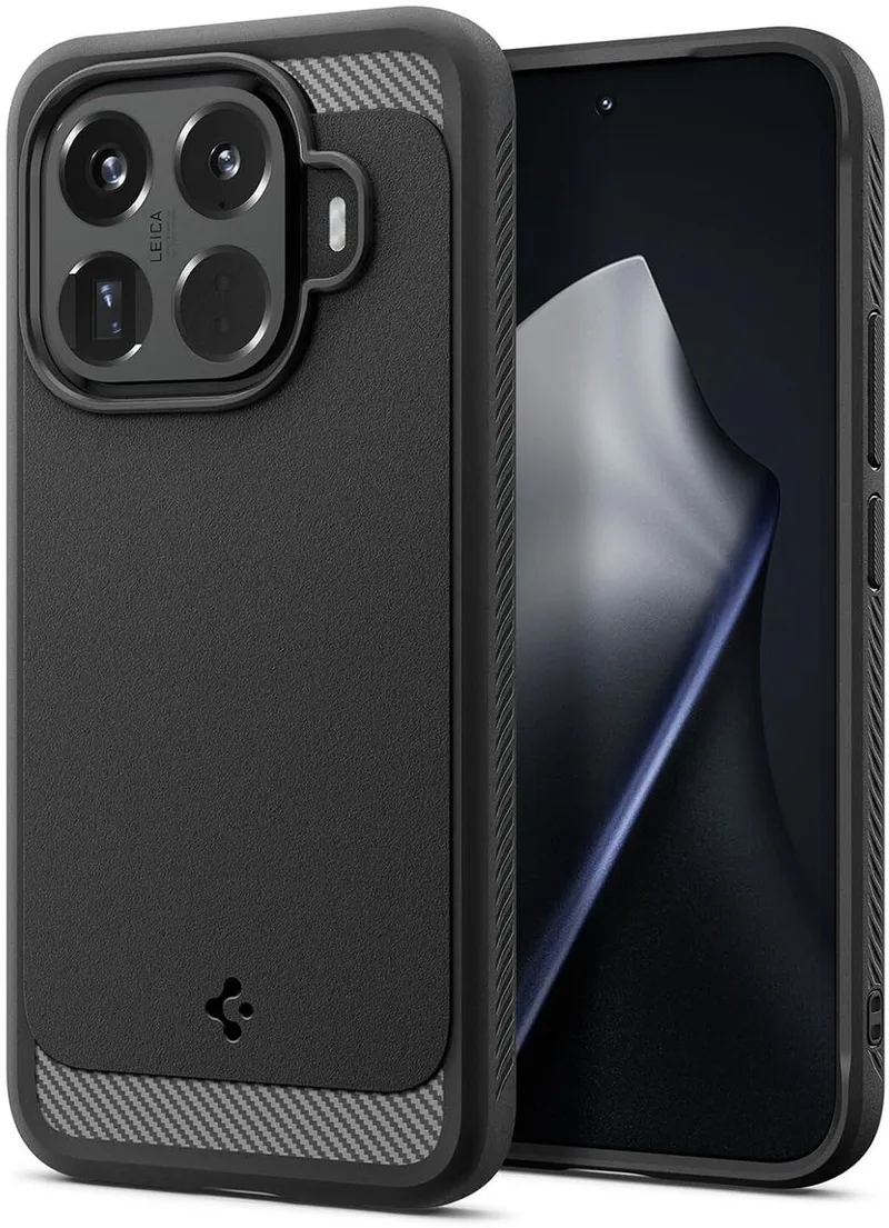 Hoesje Geschikt voor Xiaomi 15T Pro - Rugged Armor Case - Carbon Back Cover met Air Cushion - Matte by Spigen in Black – product photo