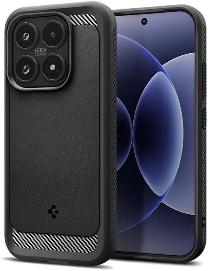 Hoesje Geschikt voor Xiaomi 17 - Rugged Armor Case - Carbon Back Cover met Air Cushion - Matte by Spigen in Black – product photo