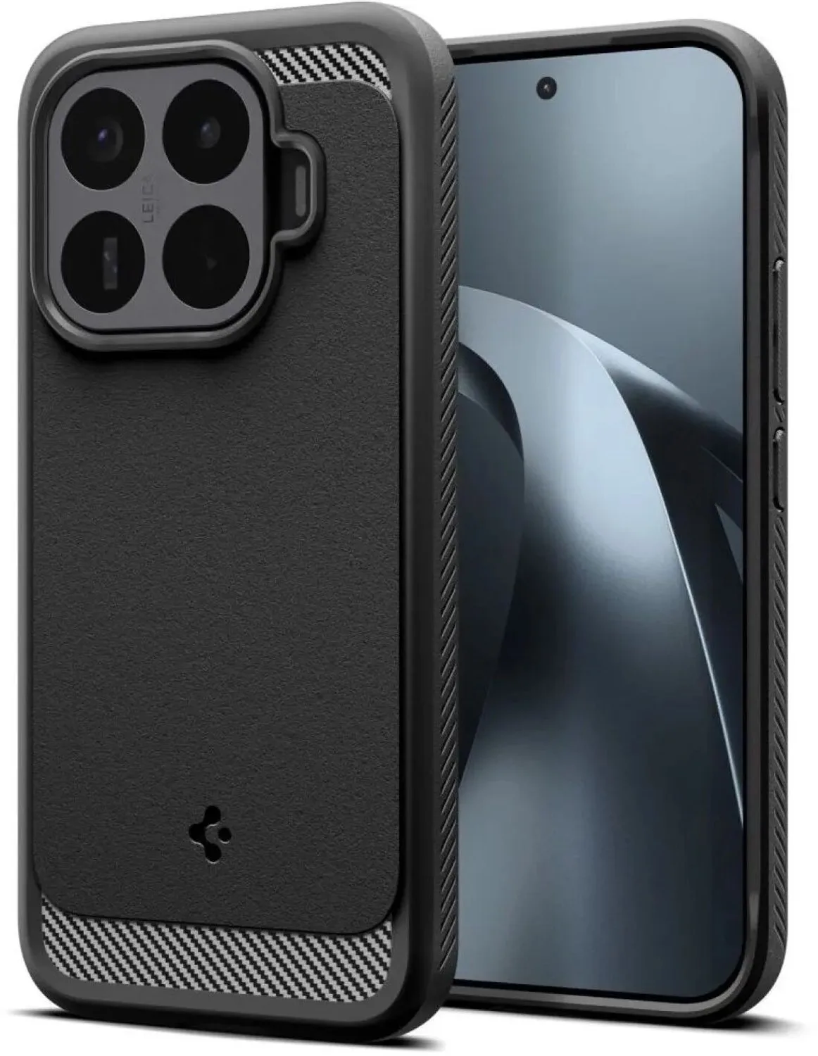Hoesje Geschikt voor Xiaomi 17T Pro - Rugged Armor Case - Carbon Back Cover met Air Cushion från Spigen i Svart – produktbild