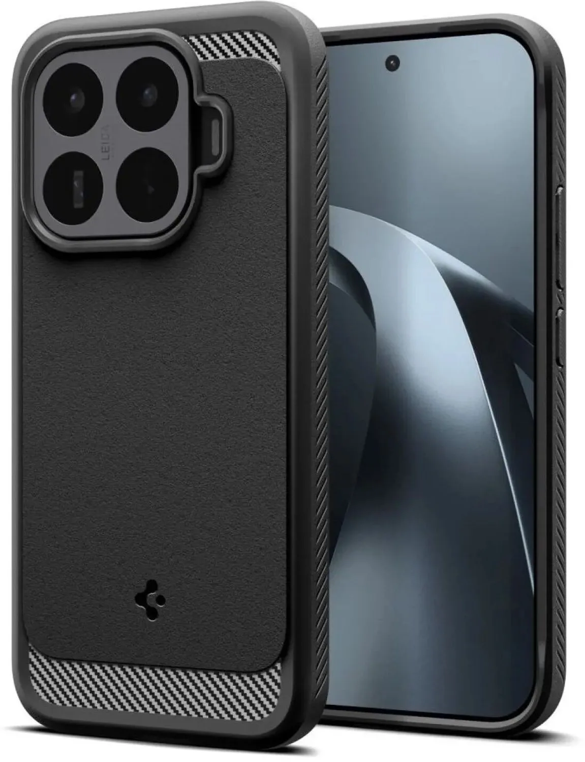 Hoesje Geschikt voor Xiaomi 17T - Rugged Armor Case - Carbon Back Cover met Air Cushion de Spigen en Noir – photo produit
