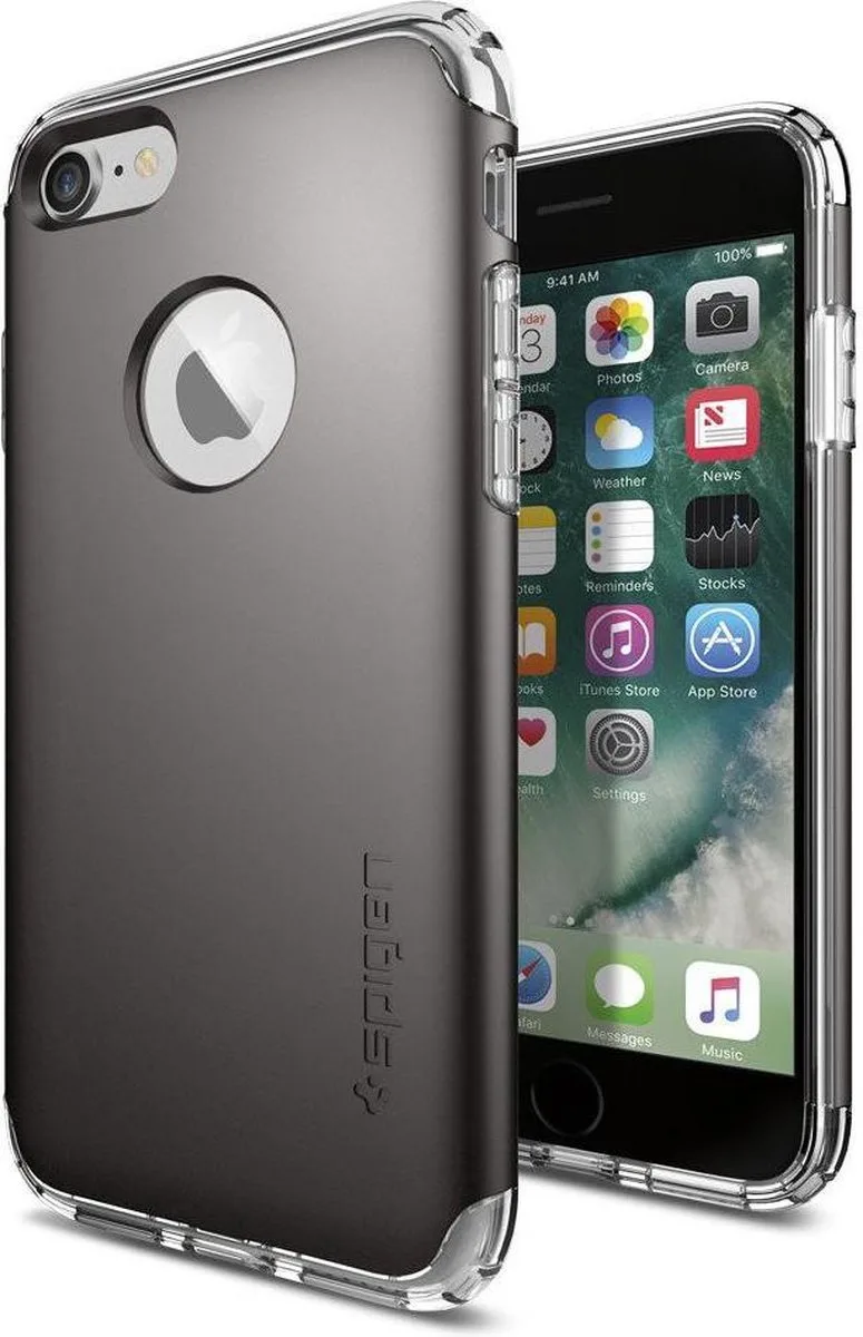 Hybrid Armor Hoesje Apple iPhone 7 Gunmetal van Spigen in Grijs – productfoto