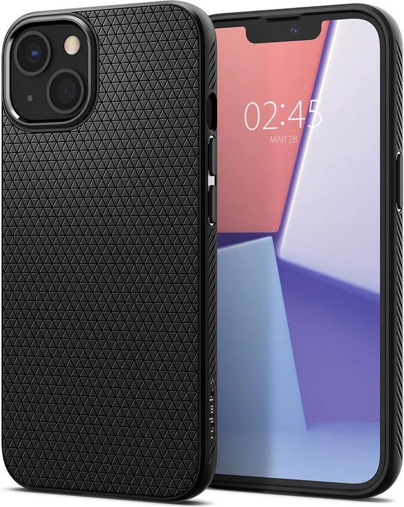 Liquid Air Apple iPhone 13 Mini Flexibel Hoesje Mat von Spigen in Schwarz – Produktfoto