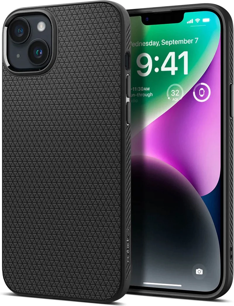 Liquid Air Case hoesje geschikt voor iPhone 14 by Spigen in Black – product photo