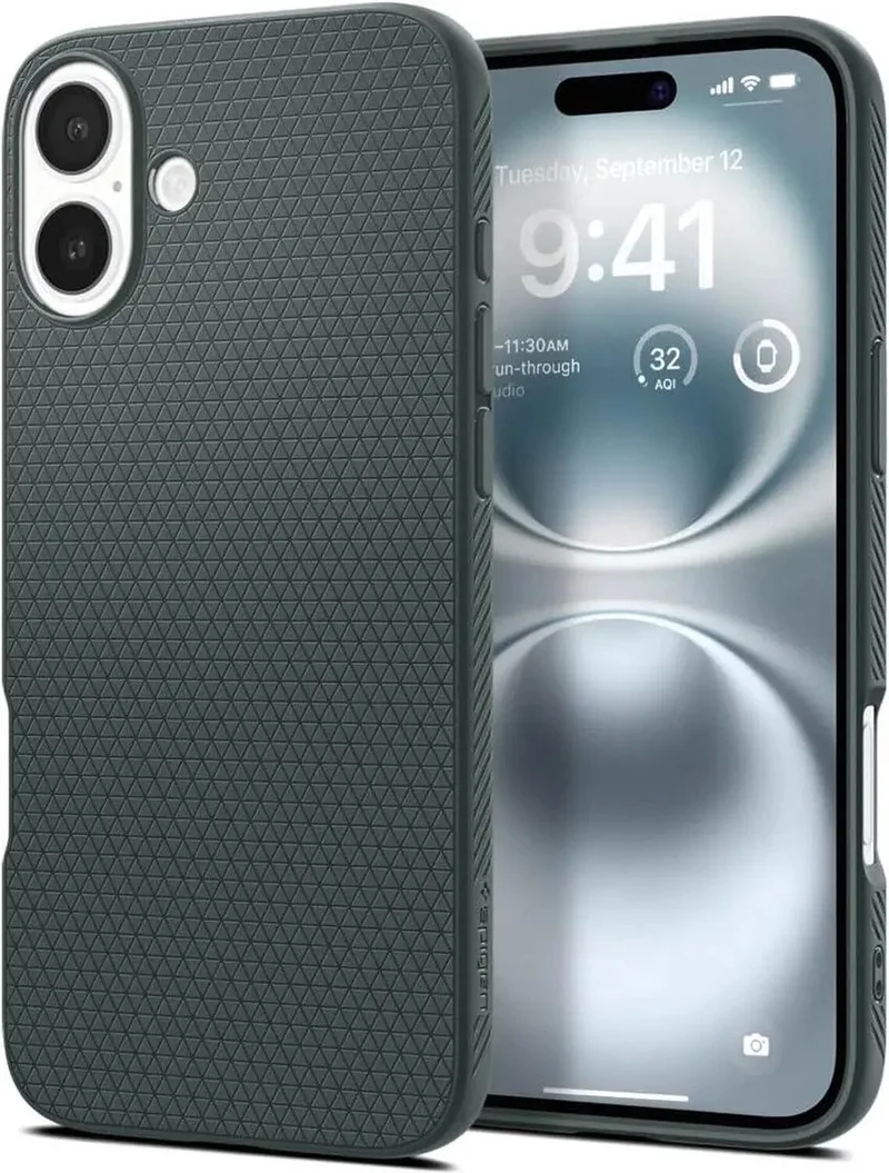 Liquid Air Hoesje Geschikt voor Apple iPhone 16 Plus - Back Cover Flexibel TPU von Spigen in Grün – Produktfoto
